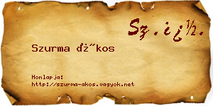 Szurma Ákos névjegykártya
